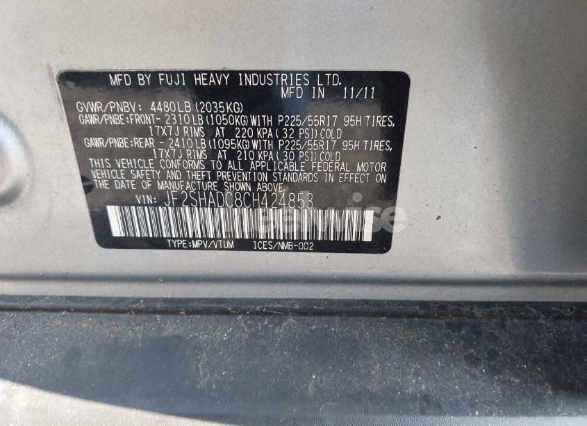 Photo 9 of 2012 Subaru Forester 2.5X PREMIUM (VIN JF2SHADC8CH424853)