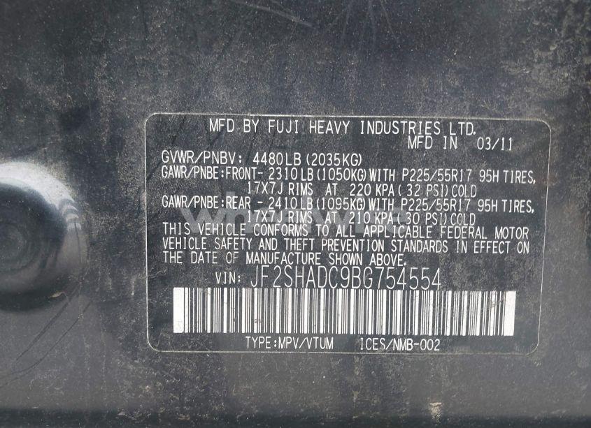 Photo 9 of 2011 Subaru Forester 2.5X PREMIUM (VIN JF2SHADC9BG754554)