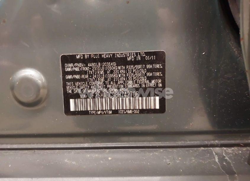 Photo 9 of 2011 Subaru Forester 2.5X PREMIUM (VIN JF2SHADC9BH742706)