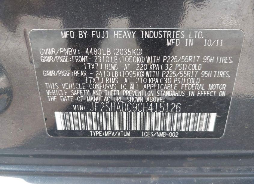 Photo 9 of 2012 Subaru Forester 2.5X PREMIUM (VIN JF2SHADC9CH415126)