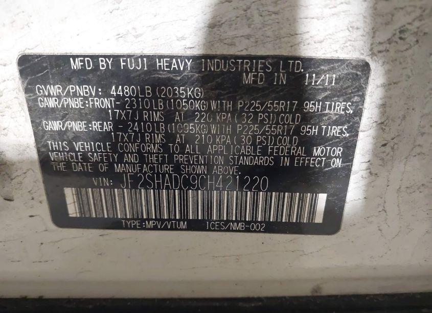 Photo 9 of 2012 Subaru Forester 2.5X PREMIUM (VIN JF2SHADC9CH421220)