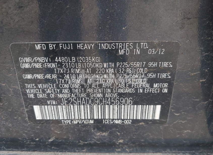 Photo 9 of 2012 Subaru Forester 2.5X PREMIUM (VIN JF2SHADC9CH456906)