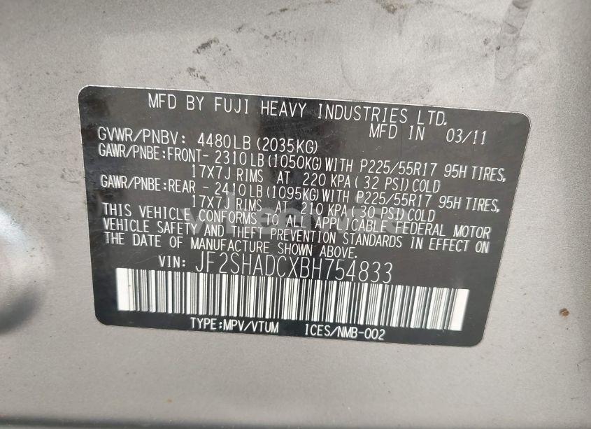 Photo 9 of 2011 Subaru Forester 2.5X PREMIUM (VIN JF2SHADCXBH754833)