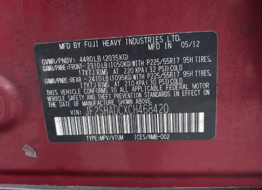 Photo 9 of 2012 Subaru Forester 2.5X PREMIUM (VIN JF2SHADCXCH468420)