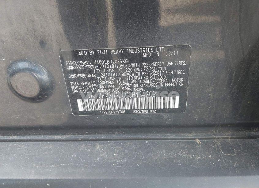 Photo 9 of 2012 Subaru Forester 2.5X LIMITED (VIN JF2SHAEC0CH434209)