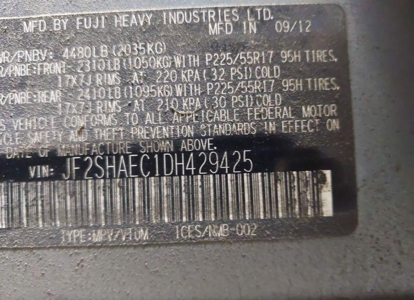 Photo 9 of 2013 Subaru Forester 2.5X LIMITED (VIN JF2SHAEC1DH429425)