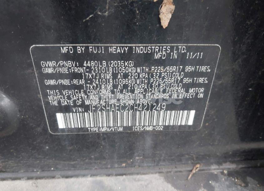 Photo 9 of 2012 Subaru Forester 2.5X LIMITED (VIN JF2SHAEC2CH421249)