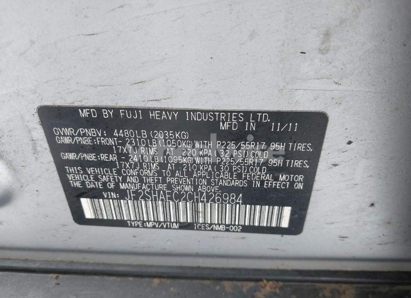 Photo 9 of 2012 Subaru Forester 2.5X LIMITED (VIN JF2SHAEC2CH426984)