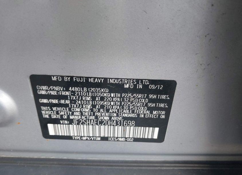 Photo 9 of 2013 Subaru Forester 2.5X LIMITED (VIN JF2SHAEC2DH431698)