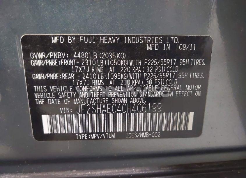 Photo 9 of 2012 Subaru Forester 2.5X LIMITED (VIN JF2SHAEC4CH406199)