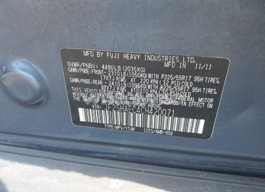 Photo 9 of 2012 Subaru Forester 2.5X LIMITED (VIN JF2SHAEC4CH420071)