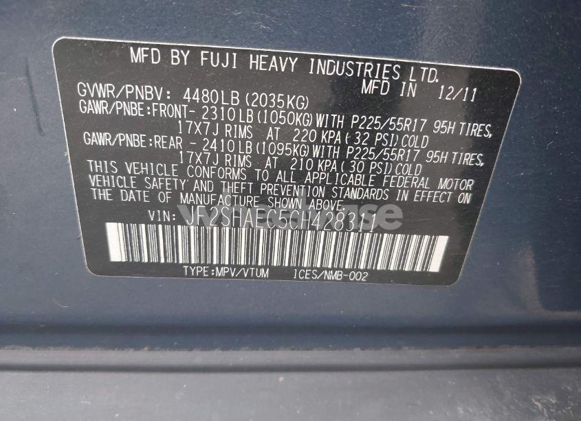 Photo 9 of 2012 Subaru Forester 2.5X LIMITED (VIN JF2SHAEC5CH428311)