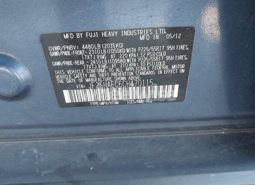 Photo 9 of 2012 Subaru Forester 2.5X LIMITED (VIN JF2SHAEC6CH470115)