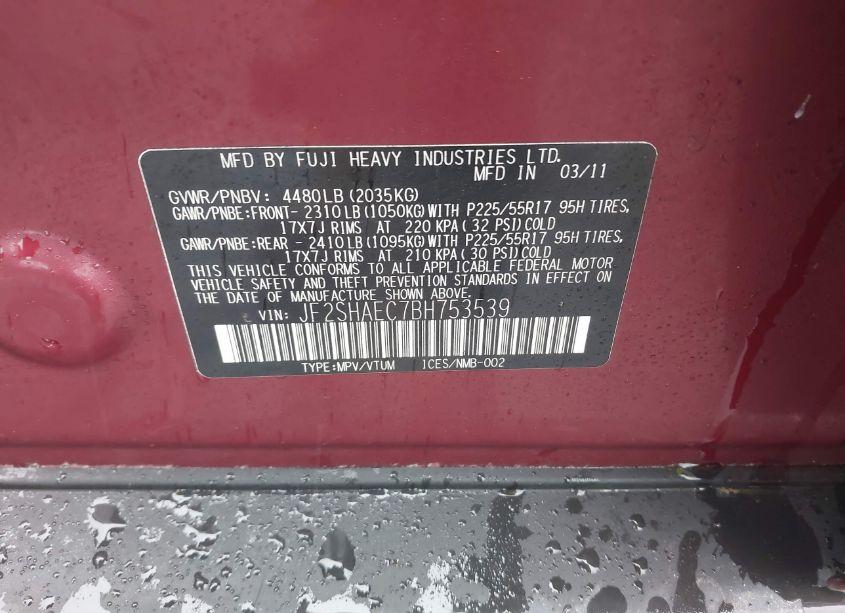 Photo 9 of 2011 Subaru Forester 2.5X LIMITED (VIN JF2SHAEC7BH753539)