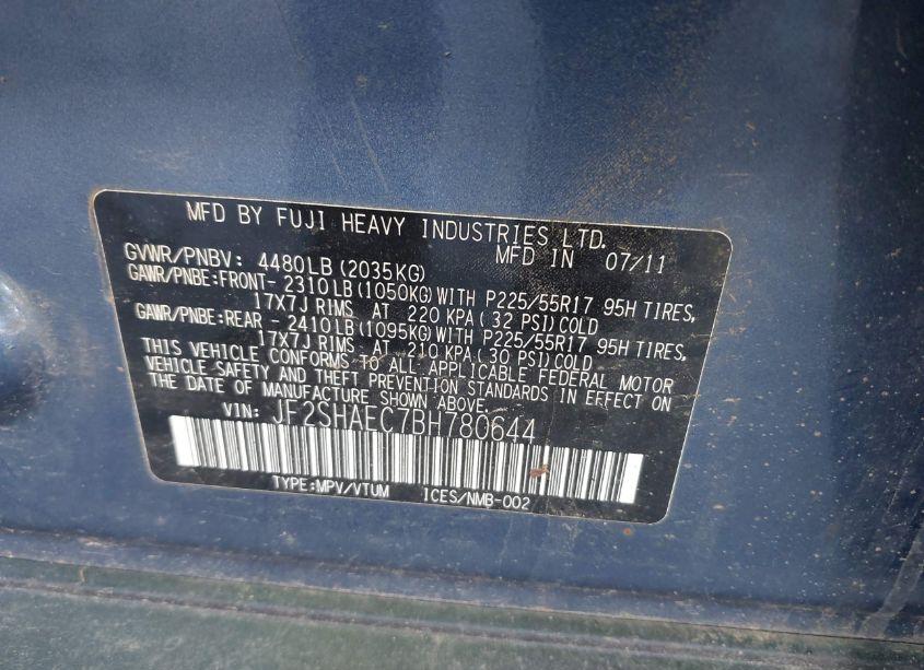 Photo 9 of 2011 Subaru Forester 2.5X LIMITED (VIN JF2SHAEC7BH780644)