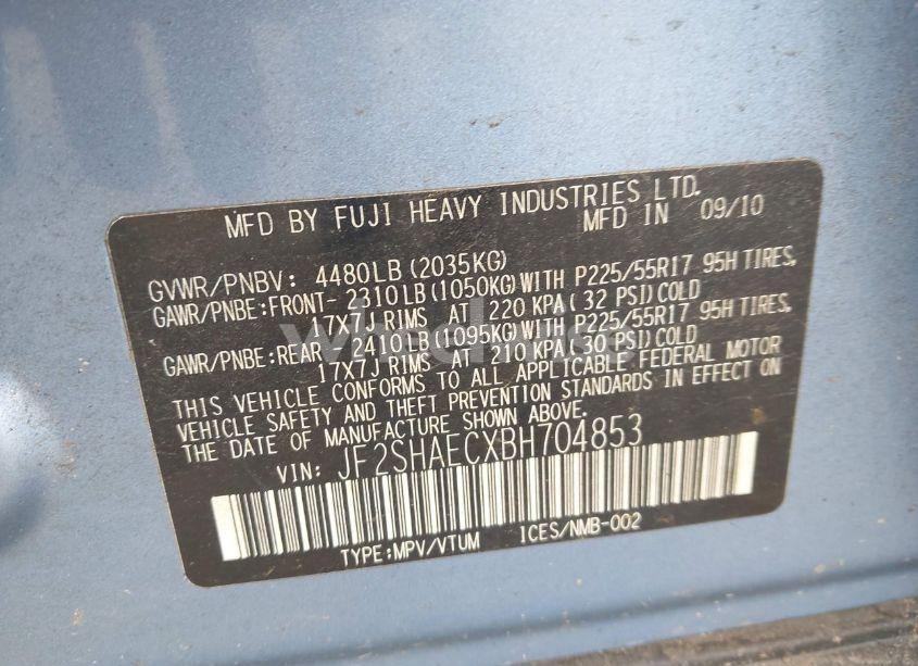 Photo 9 of 2011 Subaru Forester 2.5X LIMITED (VIN JF2SHAECXBH704853)