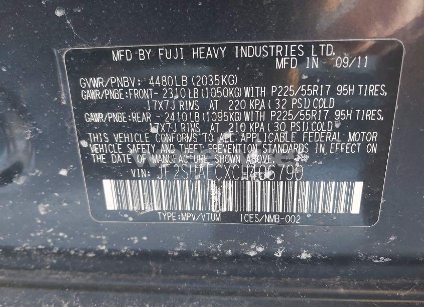 Photo 9 of 2012 Subaru Forester 2.5X LIMITED (VIN JF2SHAECXCH406790)