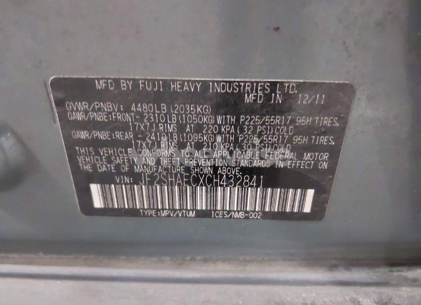 Photo 9 of 2012 Subaru Forester 2.5X LIMITED (VIN JF2SHAECXCH432841)