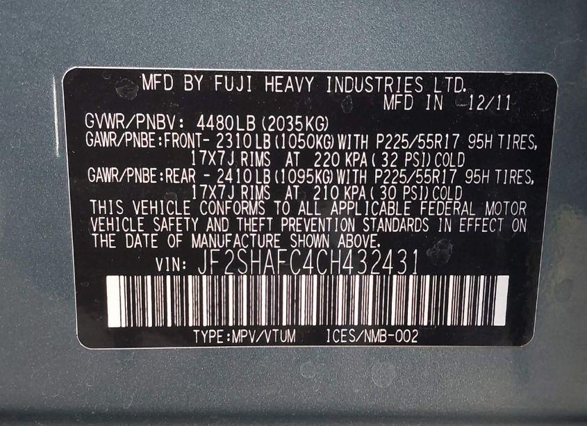 Photo 9 of 2012 Subaru Forester 2.5X LIMITED (VIN JF2SHAFC4CH432431)