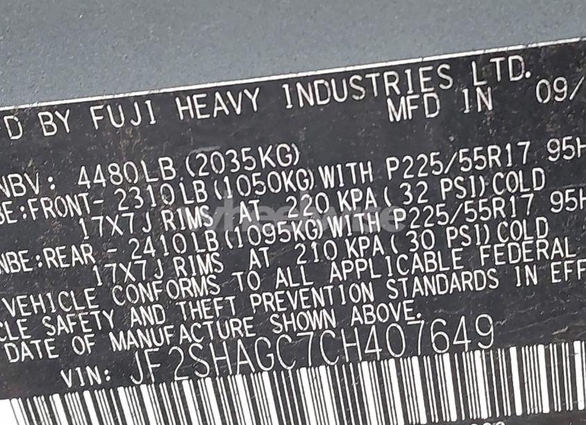 Photo 9 of 2012 Subaru Forester 2.5X TOURING (VIN JF2SHAGC7CH407649)