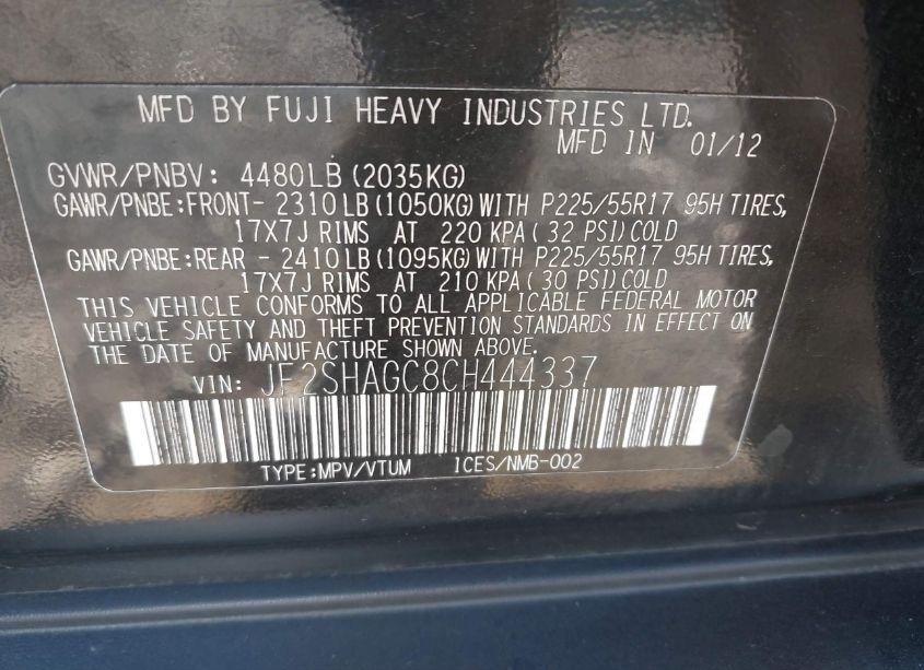 Photo 9 of 2012 Subaru Forester 2.5X TOURING (VIN JF2SHAGC8CH444337)