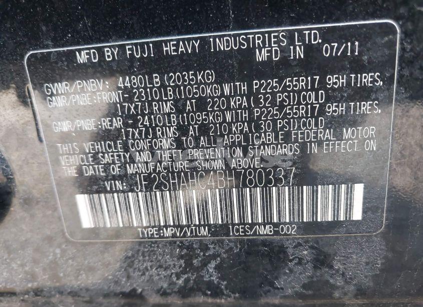 Photo 9 of 2011 Subaru Forester 2.5X TOURING (VIN JF2SHAHC4BH780337)