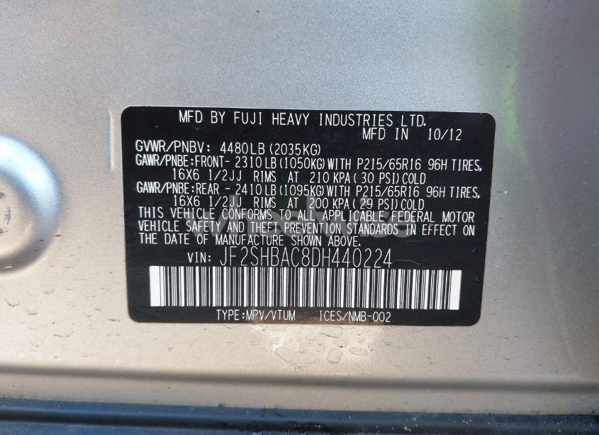 Photo 9 of 2013 Subaru Forester 2.5X (VIN JF2SHBAC8DH440224)