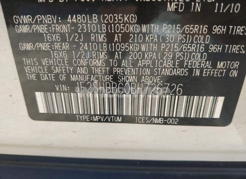 Photo 9 of 2011 Subaru Forester 2.5X (VIN JF2SHBBC0BH726726)