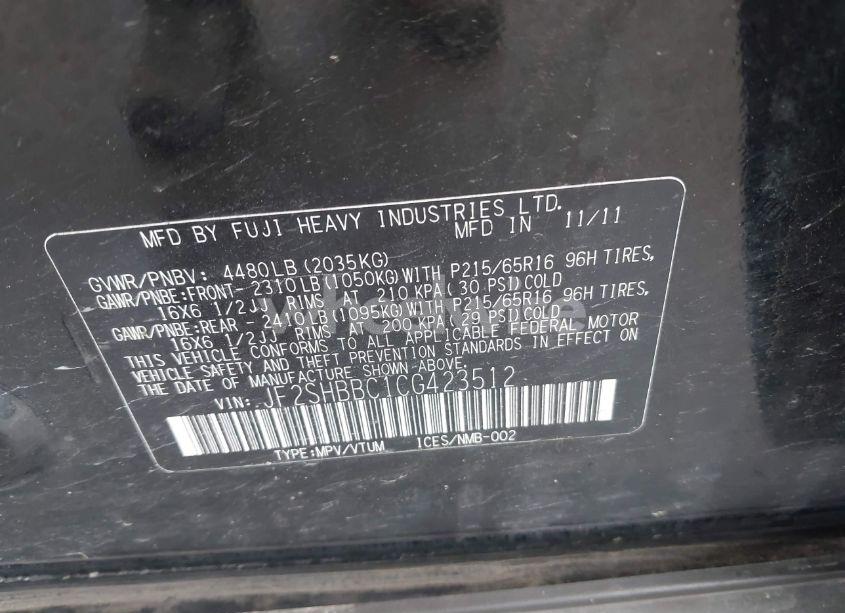 Photo 9 of 2012 Subaru Forester 2.5X (VIN JF2SHBBC1CG423512)