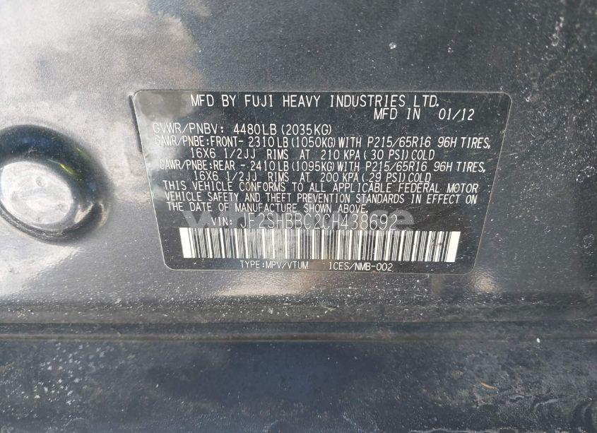 Photo 9 of 2012 Subaru Forester 2.5X (VIN JF2SHBBC2CH438692)