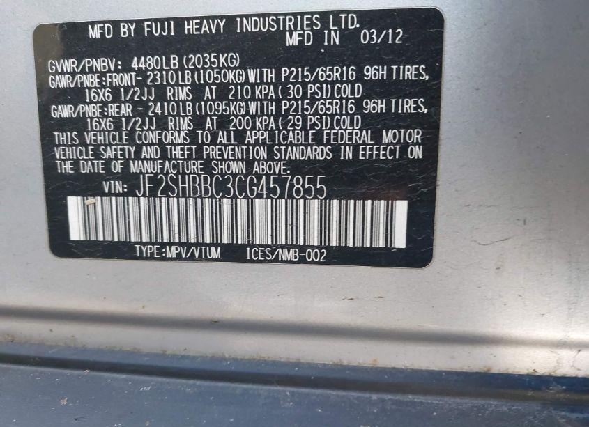 Photo 9 of 2012 Subaru Forester 2.5X (VIN JF2SHBBC3CG457855)