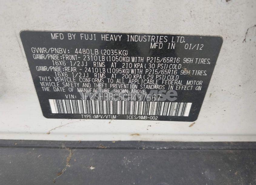 Photo 9 of 2012 Subaru Forester 2.5X (VIN JF2SHBBC5CH437567)