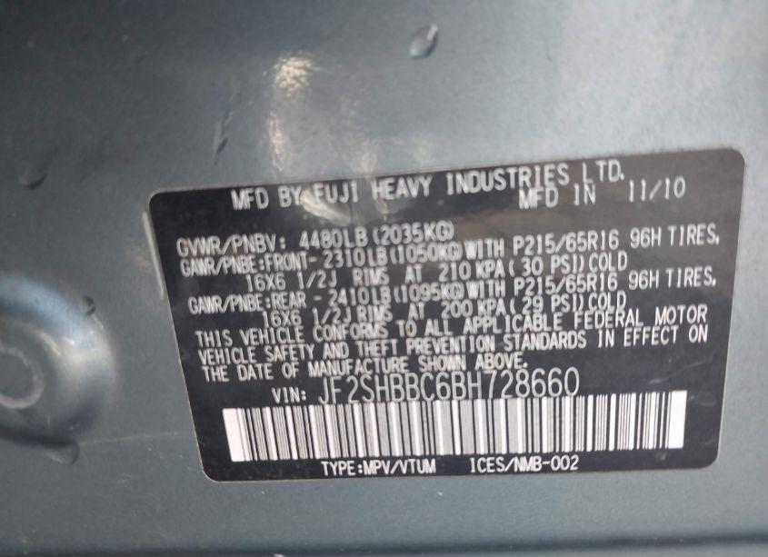 Photo 9 of 2011 Subaru Forester 2.5X (VIN JF2SHBBC6BH728660)