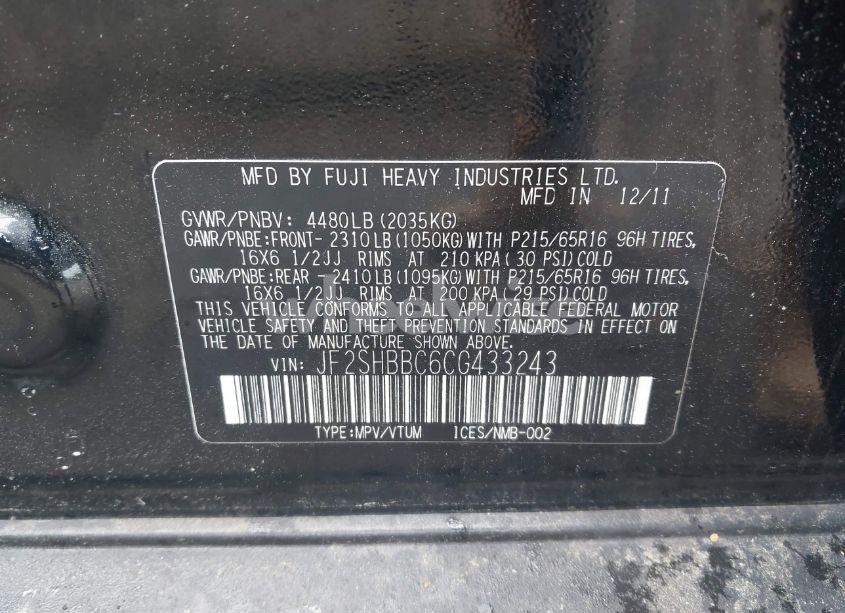 Photo 9 of 2012 Subaru Forester 2.5X (VIN JF2SHBBC6CG433243)