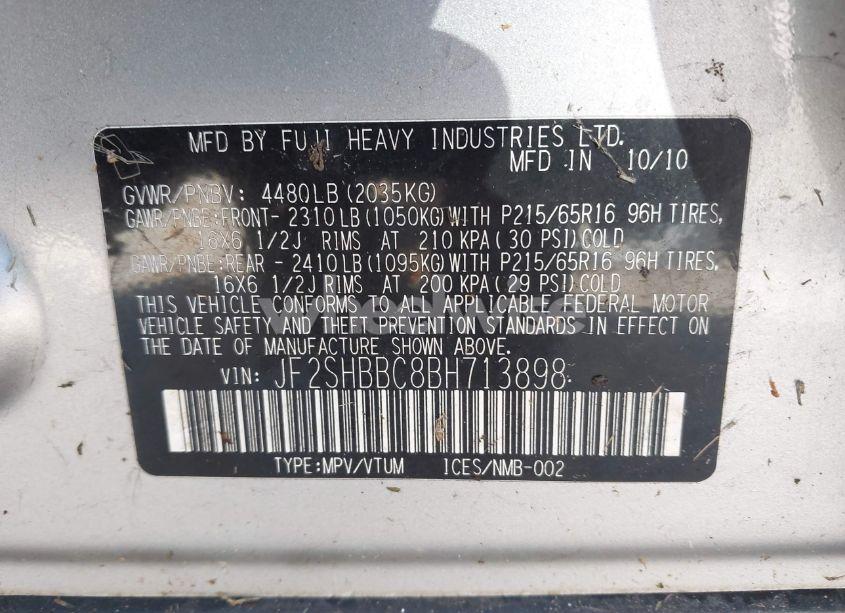 Photo 9 of 2011 Subaru Forester 2.5X (VIN JF2SHBBC8BH713898)
