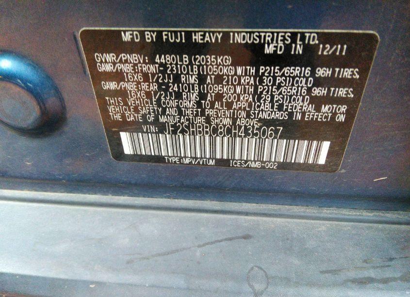 Photo 9 of 2012 Subaru Forester 2.5X (VIN JF2SHBBC8CH435067)