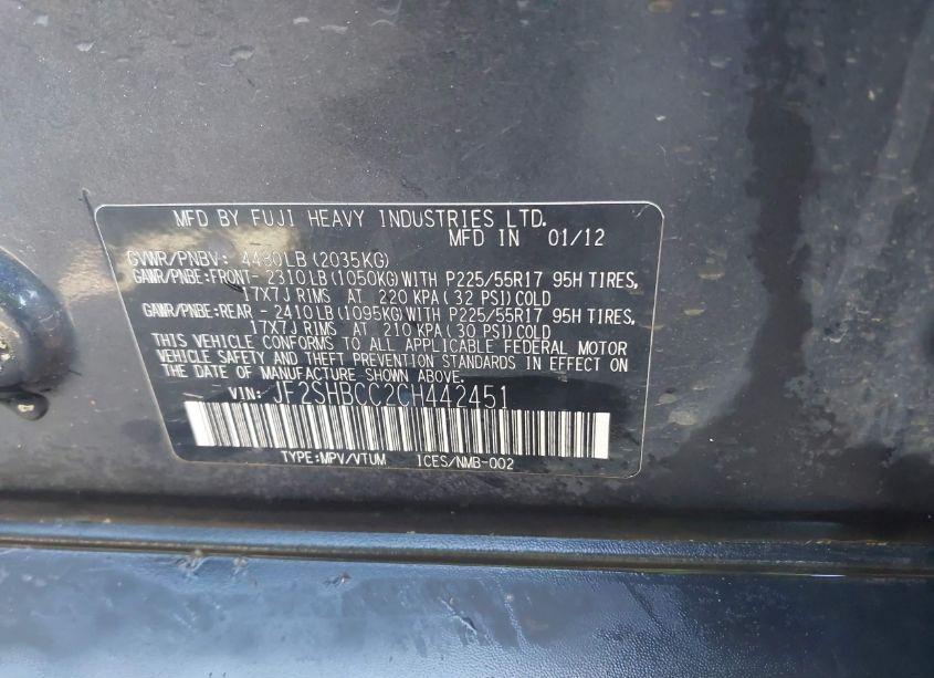 Photo 9 of 2012 Subaru Forester 2.5X PREMIUM (VIN JF2SHBCC2CH442451)