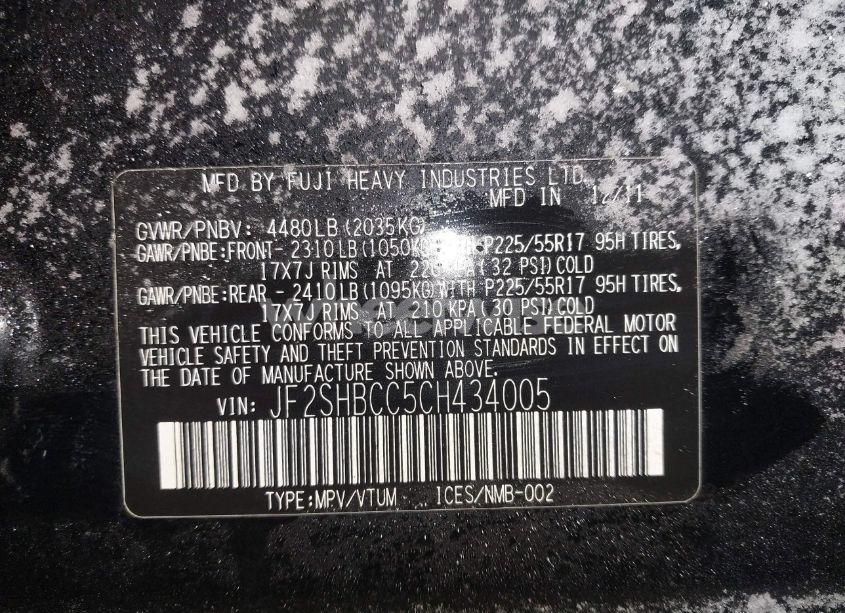 Photo 9 of 2012 Subaru Forester 2.5X PREMIUM (VIN JF2SHBCC5CH434005)