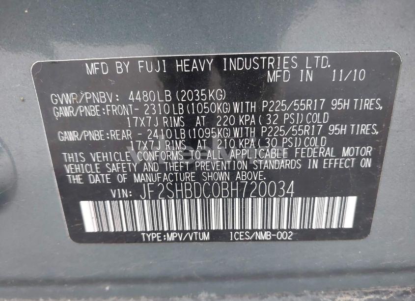 Photo 9 of 2011 Subaru Forester 2.5X PREMIUM (VIN JF2SHBDC0BH720034)