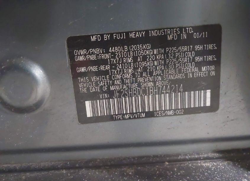 Photo 9 of 2011 Subaru Forester 2.5X PREMIUM (VIN JF2SHBDC1BH744214)