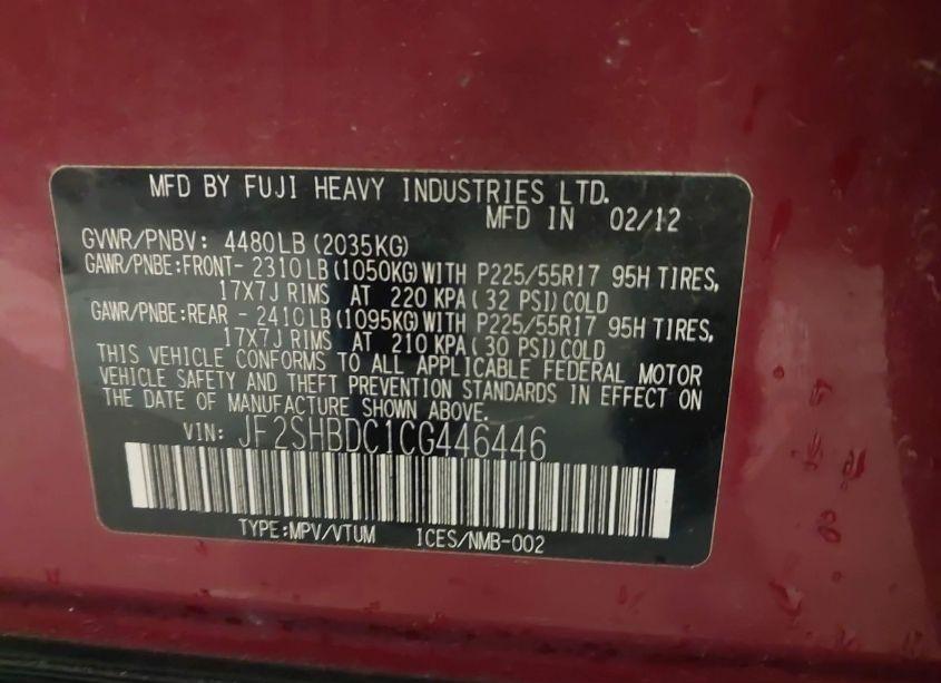 Photo 9 of 2012 Subaru Forester 2.5X PREMIUM (VIN JF2SHBDC1CG446446)