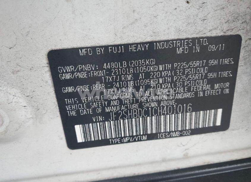 Photo 9 of 2012 Subaru Forester 2.5X PREMIUM (VIN JF2SHBDC1CH401016)