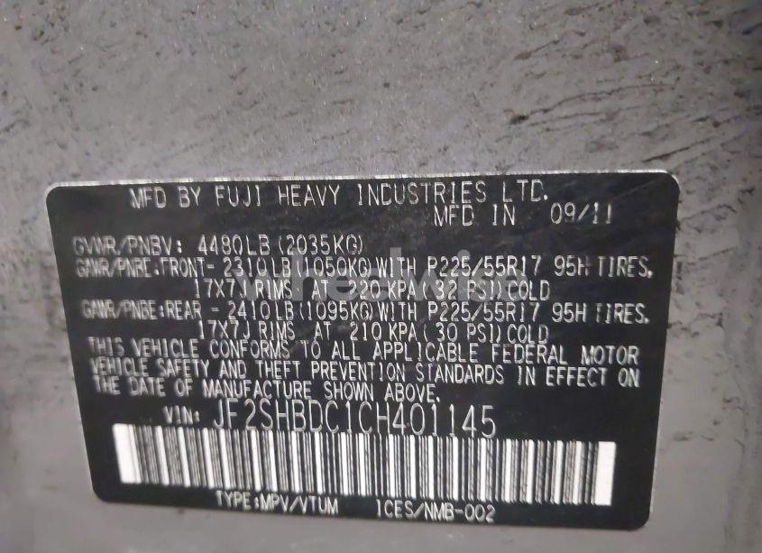 Photo 9 of 2012 Subaru Forester 2.5X PREMIUM (VIN JF2SHBDC1CH401145)