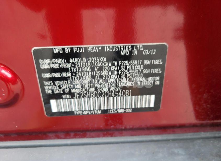 Photo 9 of 2012 Subaru Forester (VIN JF2SHBDC2CH454081)