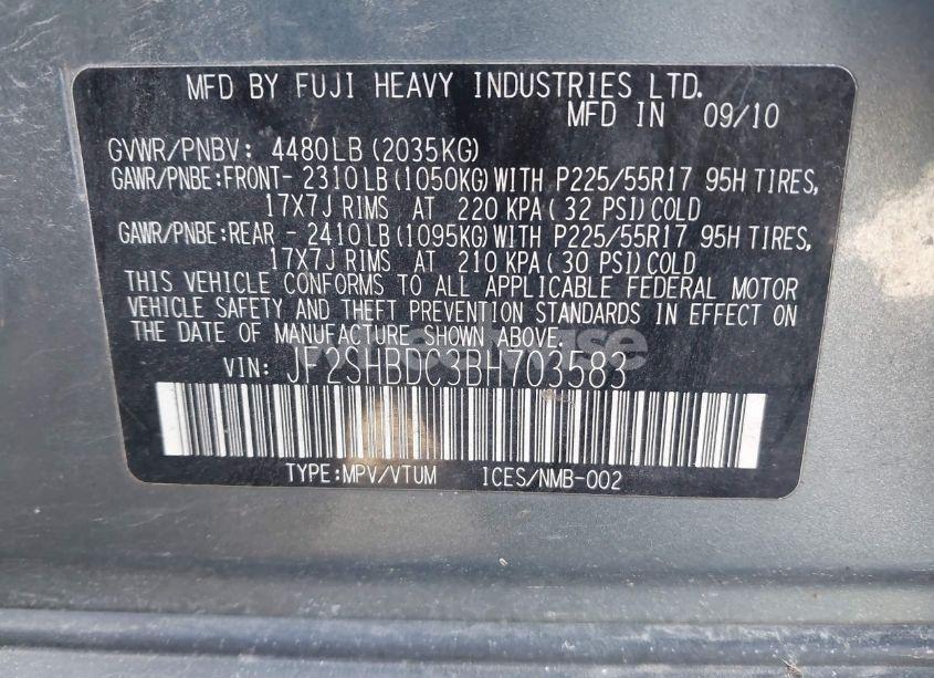 Photo 9 of 2011 Subaru Forester 2.5X PREMIUM (VIN JF2SHBDC3BH703583)