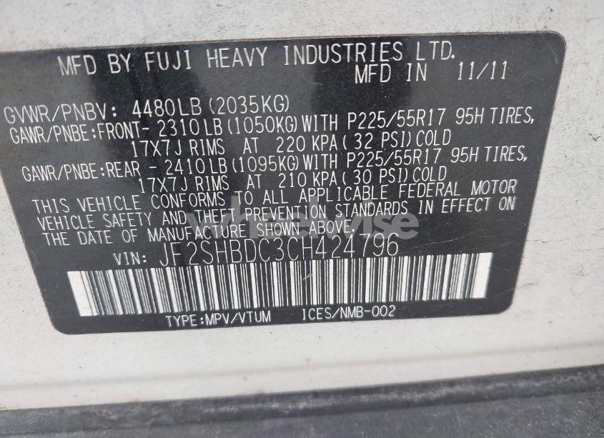 Photo 9 of 2012 Subaru Forester 2.5X PREMIUM (VIN JF2SHBDC3CH424796)