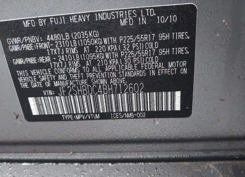 Photo 9 of 2011 Subaru Forester 2.5X PREMIUM (VIN JF2SHBDC4BH712602)