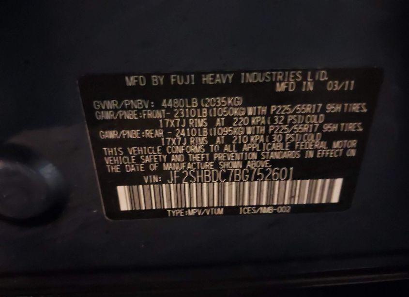Photo 9 of 2011 Subaru Forester 2.5X PREMIUM (VIN JF2SHBDC7BG752601)