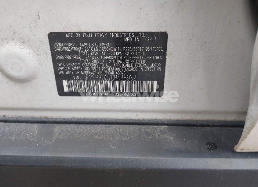 Photo 9 of 2012 Subaru Forester 2.5X PREMIUM (VIN JF2SHBDC7CH435932)