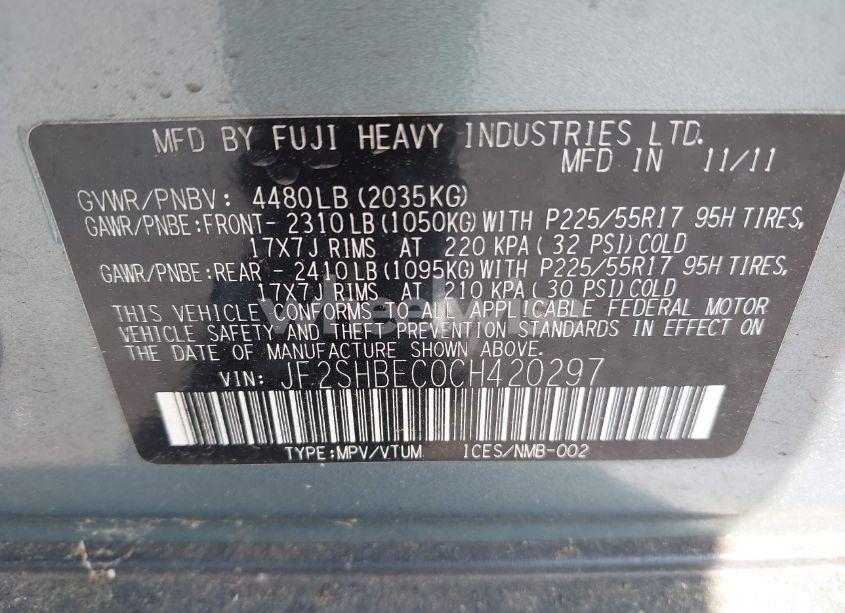 Photo 9 of 2012 Subaru Forester 2.5X LIMITED (VIN JF2SHBEC0CH420297)